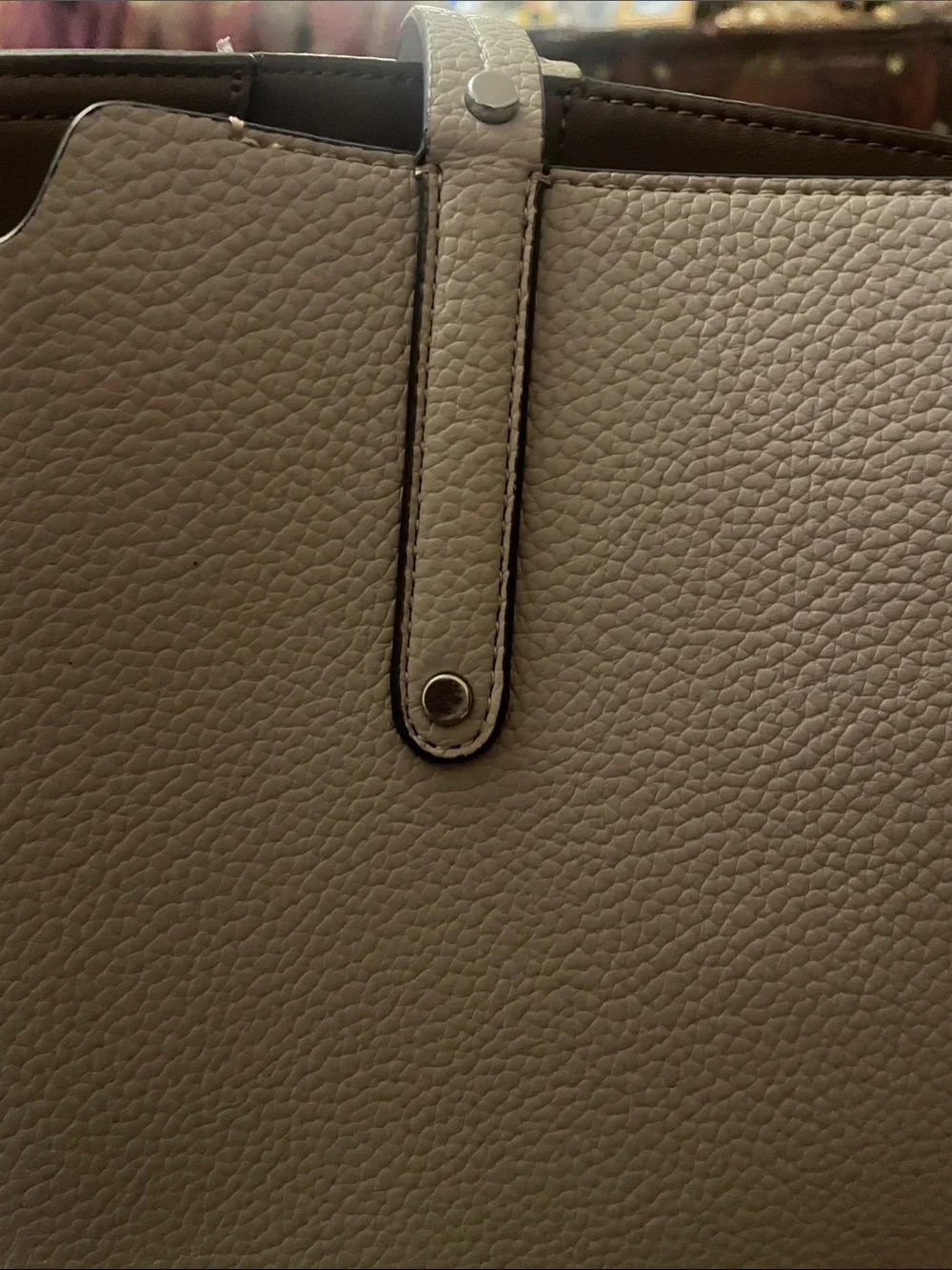 Calvin Klein Taupe Pebble Leather Laptop Tote
